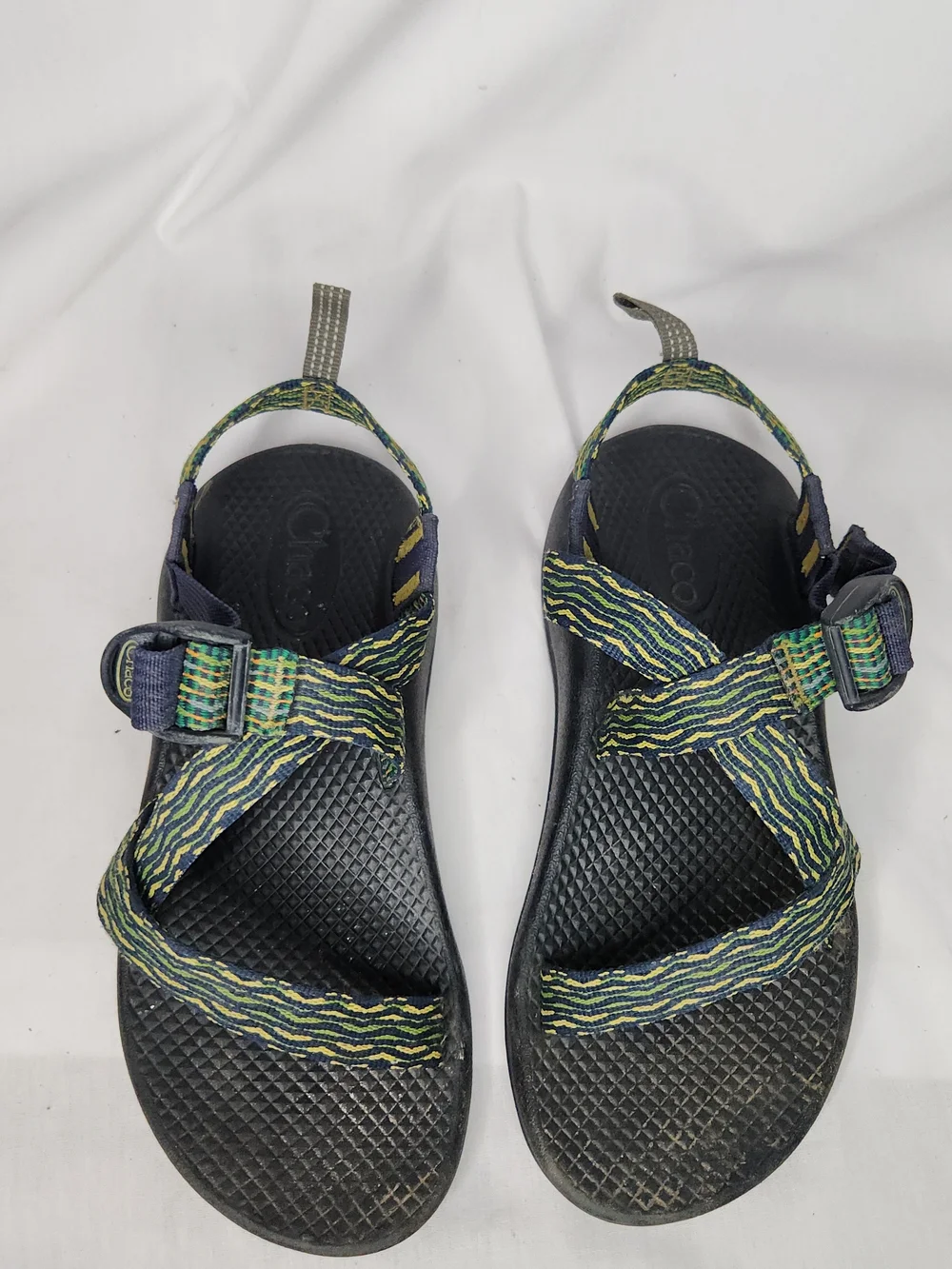 Chaco Kids Sandals Black Green Yellow Blue Striped Straps Hiking Water Beach 3